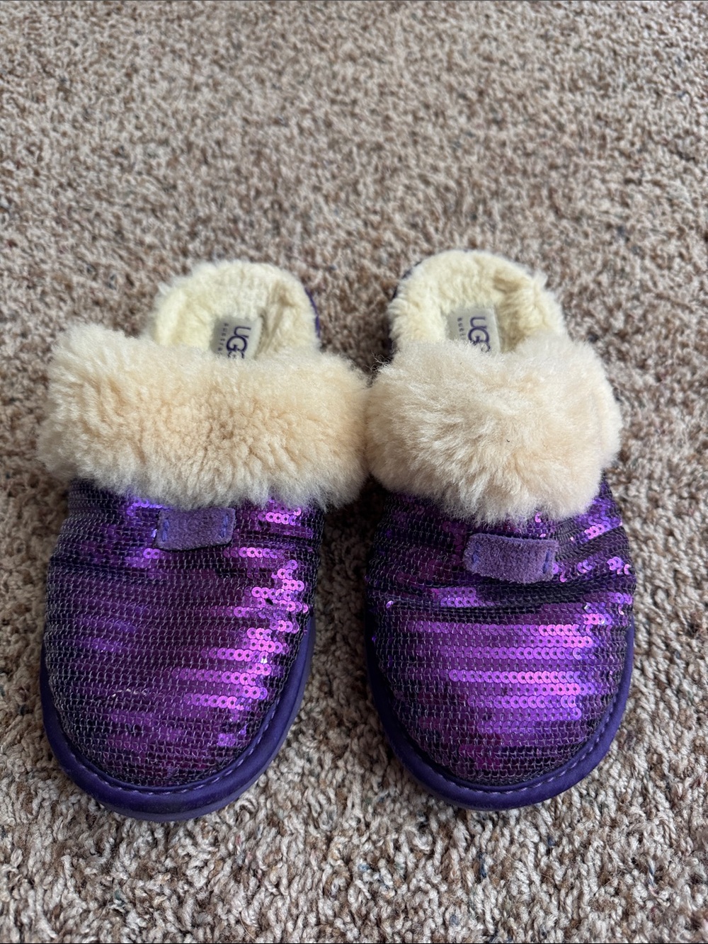UGG Kids Purple Sequin Shearling Slippers